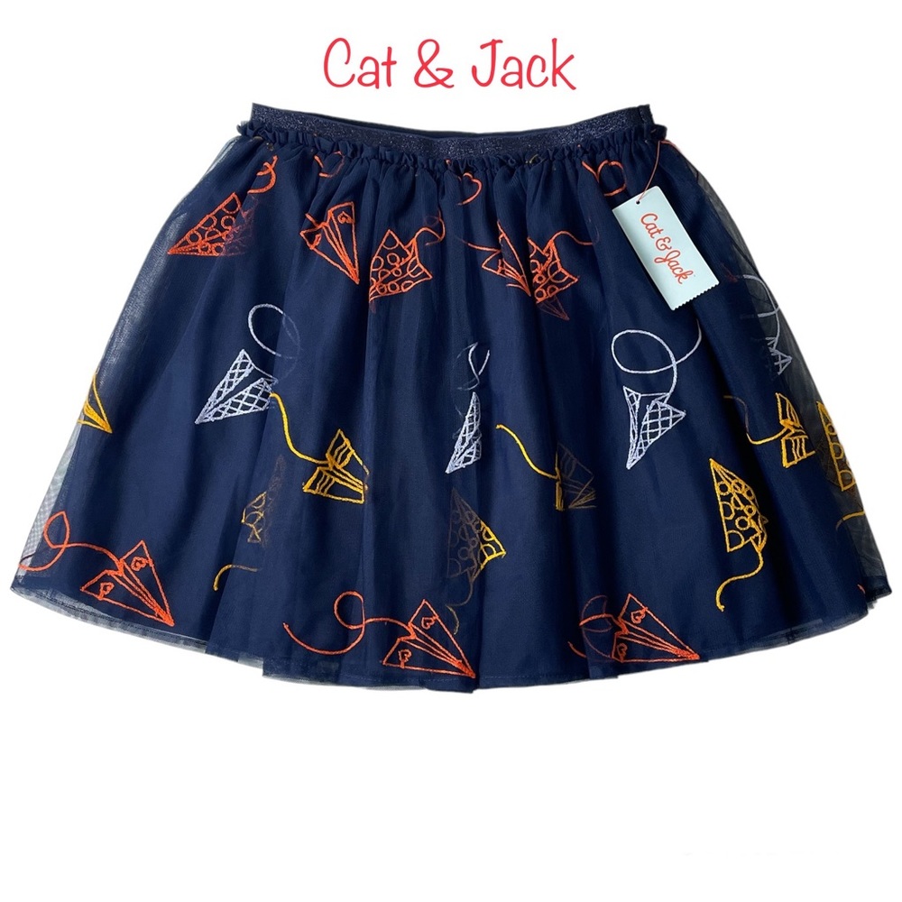 Girls Cat & Jack Tulle Embroidered Skirt Navy Blue size XL (14/16)